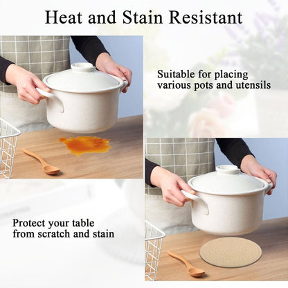 SHACOS 8 Inches Trivets for Hot Dishes, Pot Holders for Hot Pots and Pans, Handmade Cotton Woven Trivets Set, Heat-Resistant Hot Pads Plate Mats for Kitchen Countertops, Table Decor (Khaki, 4pcs)