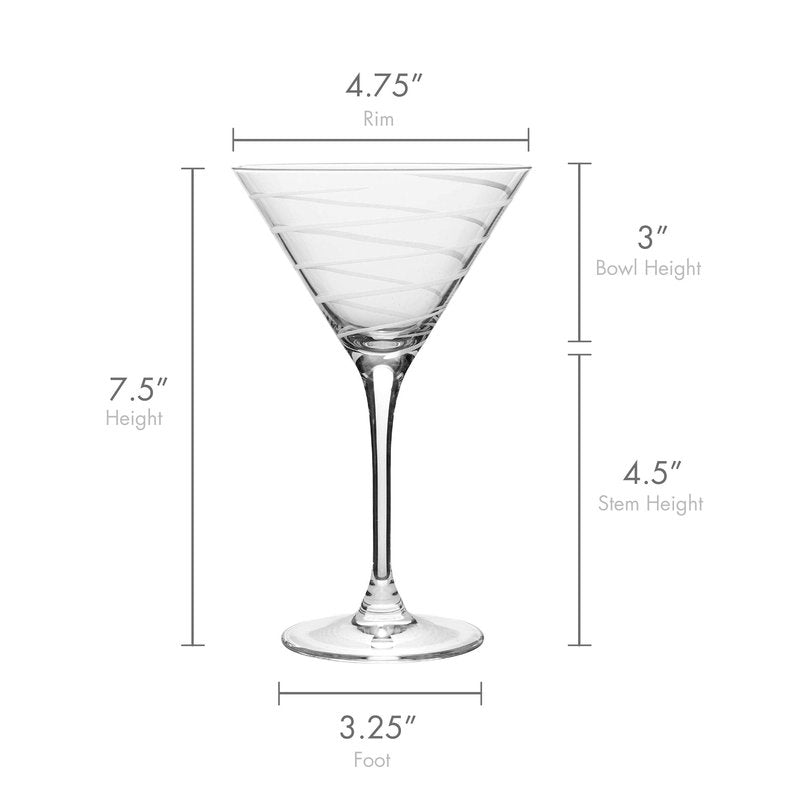 Mikasa Cheers 10-Ounce Martini Glasses, Fun Etched Designs, Durable Clear Glass Cocktail Glassware, Set of 4, Perfect for Entertaining and Gifting
