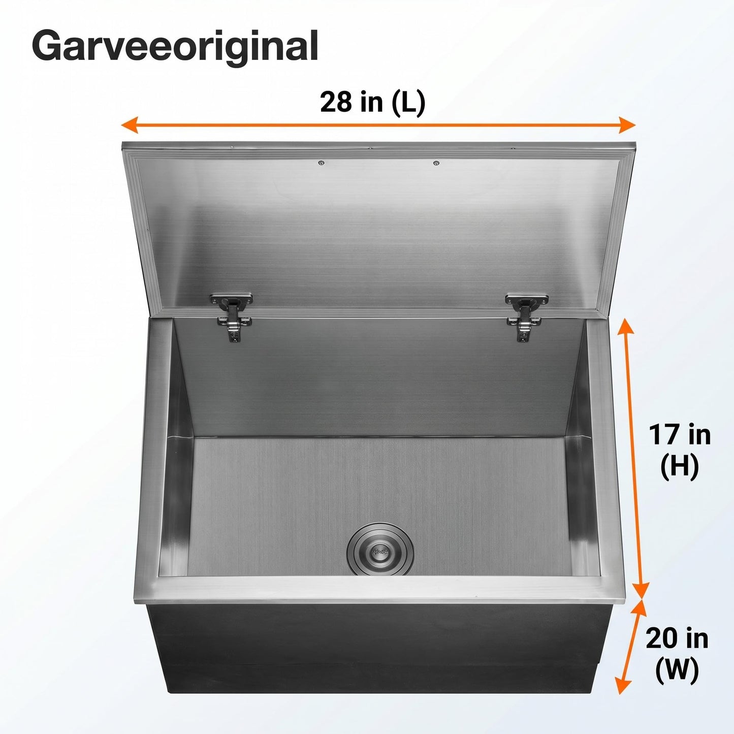 Garvee 20”Drop in Ice Chest 107.5L Built-in Cooler, Stainless Steel Outdoor Kitchen Ice Bin with Lid & Drain, Insulated Bar Ice Storage for Patio, BBQ, Restaurant Beverage Station