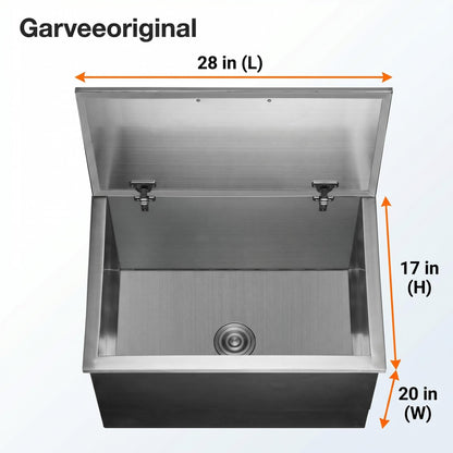 Garvee 20”Drop in Ice Chest 107.5L Built-in Cooler, Stainless Steel Outdoor Kitchen Ice Bin with Lid & Drain, Insulated Bar Ice Storage for Patio, BBQ, Restaurant Beverage Station