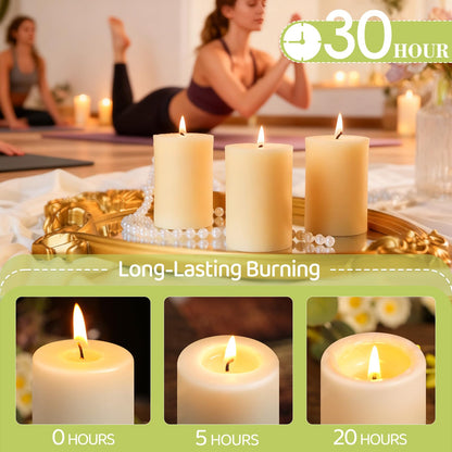3 Pack Beeswax Pillar Candles,Ivory White Beeswax Candles-105 Hours Long Burning,Unscented Bees Wax Candles for Home,Prayer,Emergency,Dripless Smokeless Organic Pillar Candles 2x3in