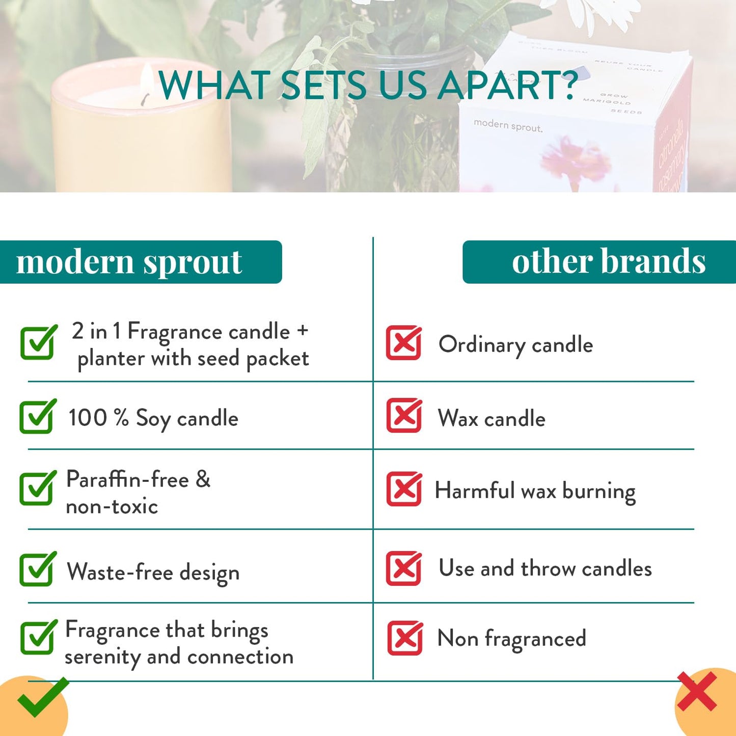 Modern Sprout - 2-in-1 Soy Candle & Planter - Last Light (Bug-Repelling Citronella, Rosemary, Cedarwood, Mint) 6 Oz Scented Candle with Marigold Seeds - Dual Purpose Jar - 38-40 Hour Burn