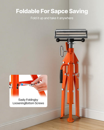 VEVOR Roller Stand, Heavy Duty 2500 LBS Load Capacity Tool Stand - 28"-52" Height Adjustable - Foldable Space-Saving Design - for Woodworking and Metalworking Long Boards, Metal Pipes or Bars