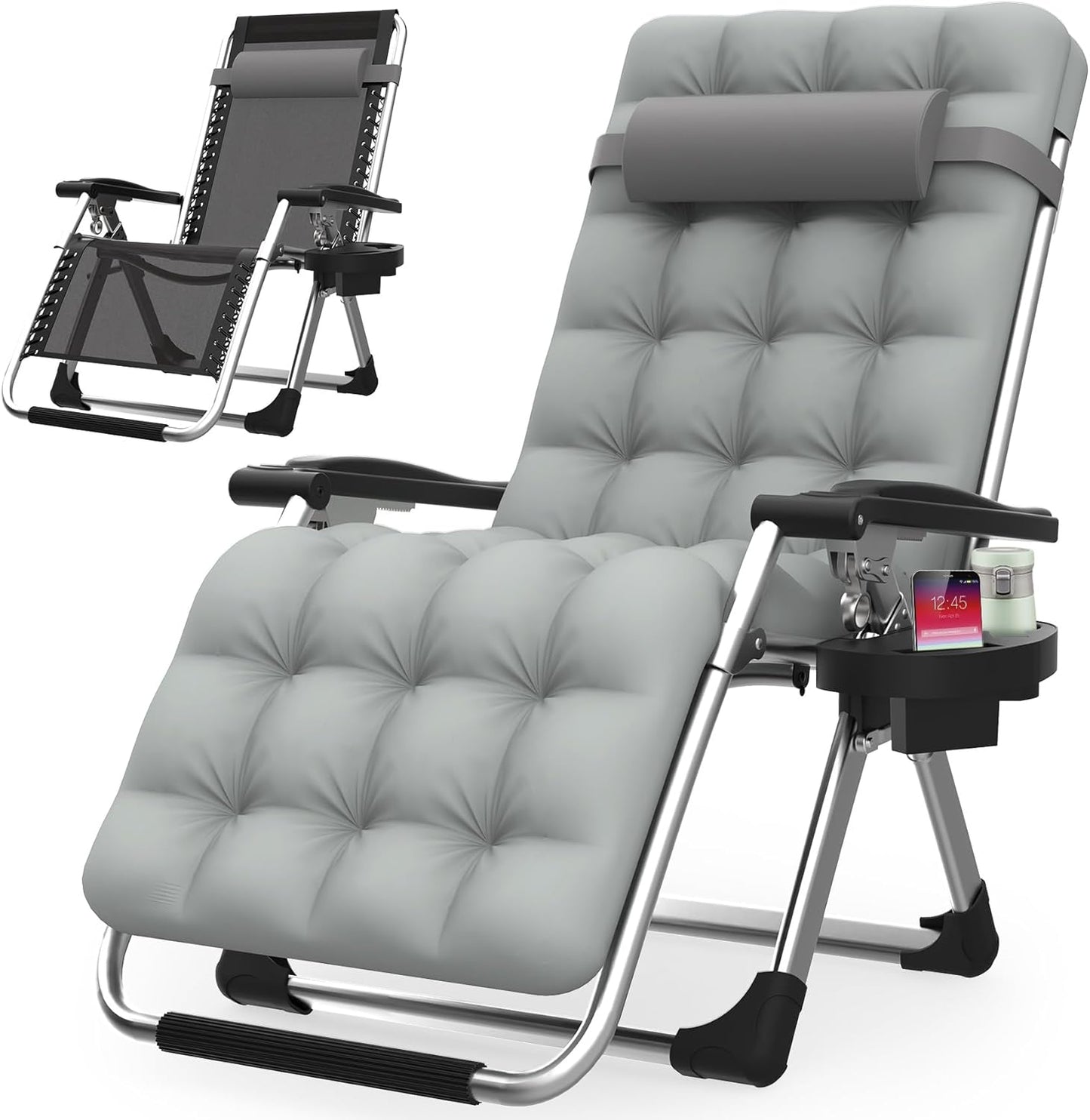Suteck Zero Gravity Chair - Reclining Camping Lounge Chair with Removable Cushion & Cup Holder | Outdoor & Indoor Use