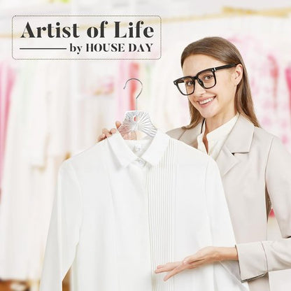 HOUSE DAY Clear Plastic Hangers - Durable 12-Pack Crystal Dress Hangers for Women | 16.7'' Versatile Design with 360° Swivel Hook