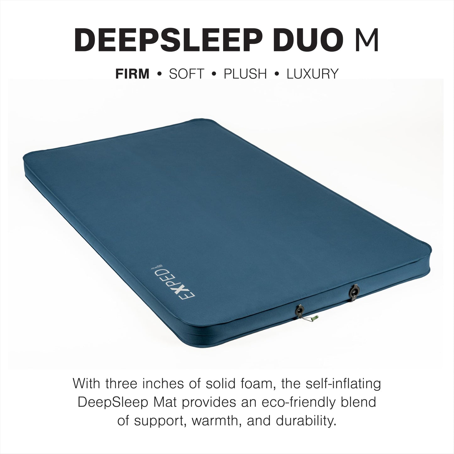 Exped DeepSleep Mat Duo Medium - Self Inflating Firm Car Sleeping Mat, 3” Foam Pad, Pump Included