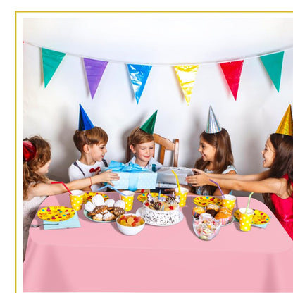 tujol Pink 6 Pack Plastic Table Cloth 54" x 108", Disposable Tablecloths Rectangle Table Cover, Plastic Tablecloths for Parties