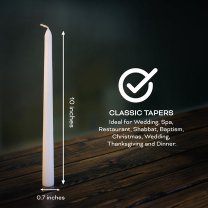 Estrella Blanca Ivory Taper Candles 10-Inch Ivory Candlesticks Dripless Long Cream Tapered Candle Tall Unscented Smokeless Slow Burning Paraffin Wax Candle Sticks for Wedding Dinner Home Decor 4 Pack