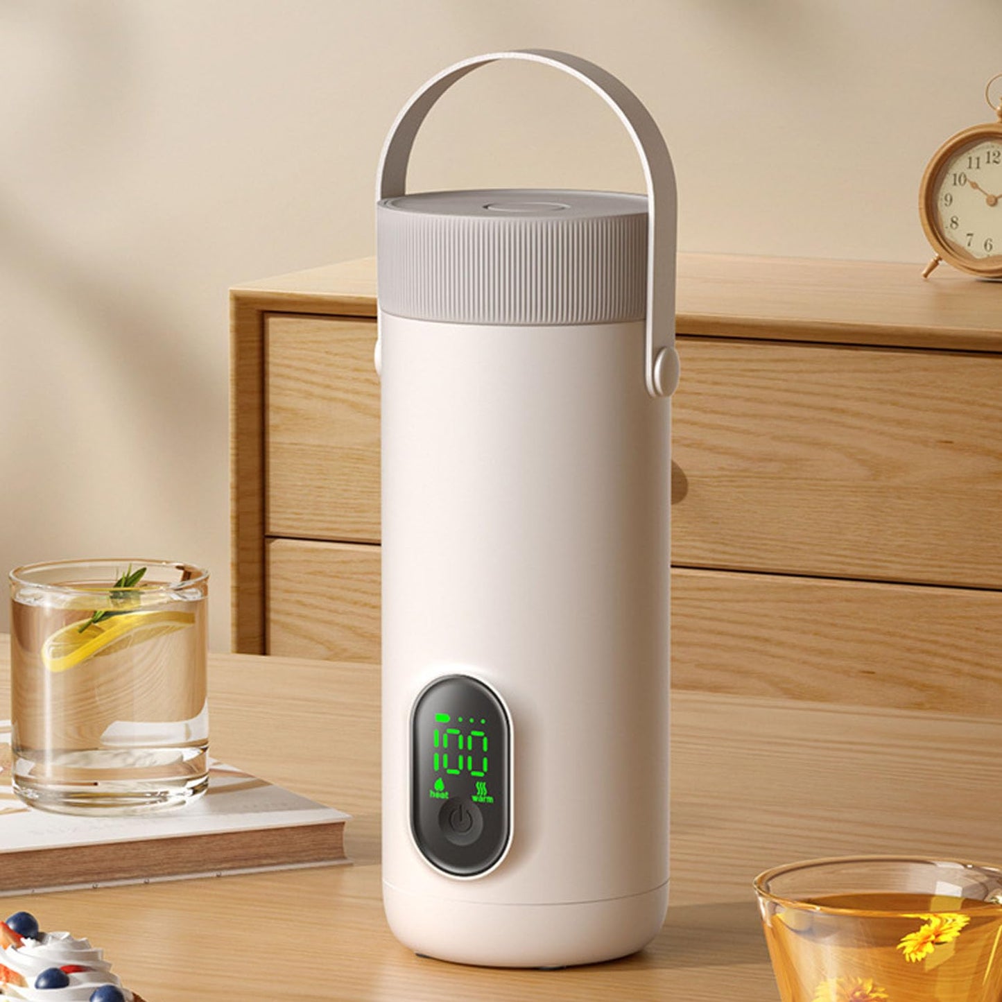 Dpofirs Portable Electric Kettle, 350ML Tea Coffee Hot Water Boiler, 27000mAh USB Rechargeable, Fast Boiling, Temperature Controls, for Camping Travel (US Plug)