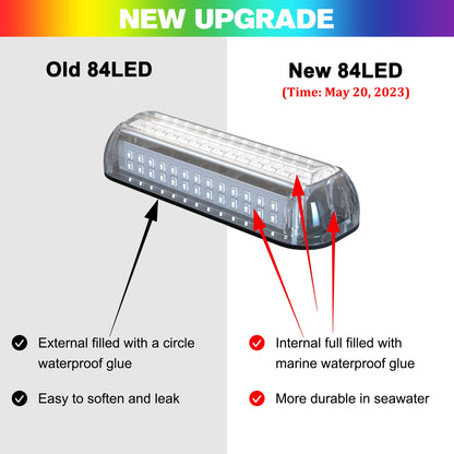 HUSUKU Marine LED Underwater Boat Light, 3000LM, IP68 Waterproof, 316 Stainless Steel, Blue, Model Plus