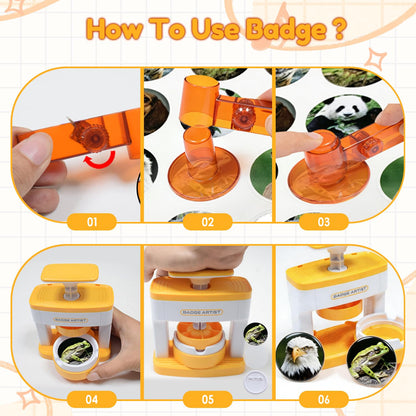 Button Maker Machine, 55mm/2.16in Pin Maker with 48pcs Button Parts and 48pcs Random Pictures Ergonomic Handle Buttons Makers for Children Gifts (5.9 x 4.9 x 2.7in)