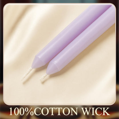 MTLEE 16 Pcs 10 Inch Long Tapered Candle Stick Bulk Smokeless Unscented Burning Candlestick Paraffin Wax with Cotton Wick for Valentine's Day Baby Shower Wedding Holiday Party Church(Light Purple)