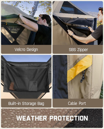 FanttikOutdoor Alpha C6 Ultra Instant Cabin Tent 6 Person Pop Up Camping Tent Setup in 60 Seconds Portable with Rainfly & Windproof for Outdoor Camping & Overlanding Khaki