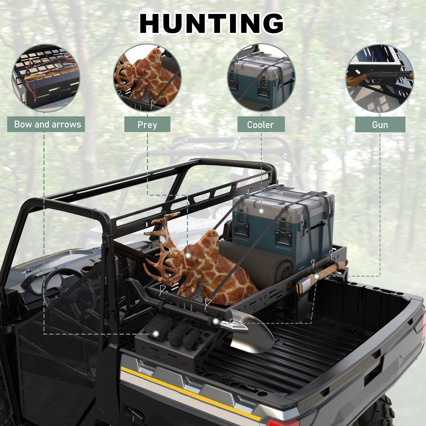 NIXFACE UTV Cargo Rack Aluminum Adjustable Universal with Cargo Net Fit for UTVs Trucks,Vans,SUVs Carry More for Off-Road,Farming,Hunting
