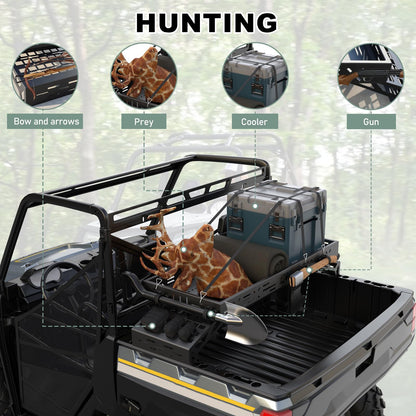 NIXFACE UTV Cargo Rack Aluminum Adjustable Universal with Cargo Net Fit for UTVs Trucks,Vans,SUVs Carry More for Off-Road,Farming,Hunting