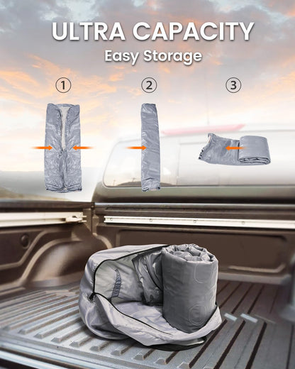 Inflatable Truck Bed Mattress for Tacoma Truck Air Mattress 5ft-5.5ft for Mid-Size Pickup with Detachable Tailgate Extension, Honda Ridgeline Jeep Gladiator JT,Space-Optimized Design, Built in Pump