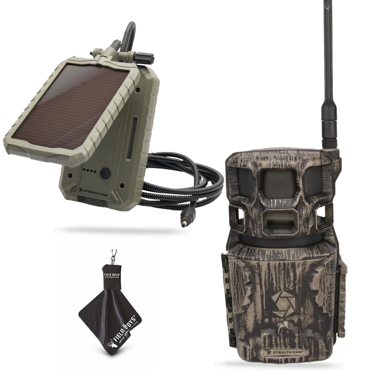 Stealth Cam Revolver Pro 2.0 – 360° Cellular Trail Camera with Auto-Scan, No-Glow IR Flash, 0.4s Trigger Speed, HD Video, Verizon/AT&T Compatible Includes Solar Panel & Cloth (1PK)
