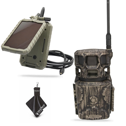 Stealth Cam Revolver Pro 2.0 – 360° Cellular Trail Camera with Auto-Scan, No-Glow IR Flash, 0.4s Trigger Speed, HD Video, Verizon/AT&T Compatible Includes Solar Panel & Cloth (1PK)