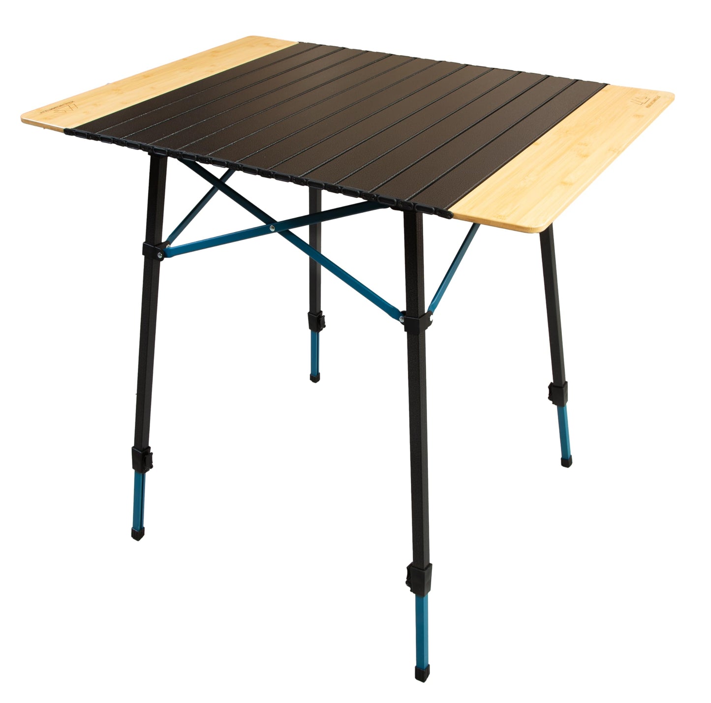 MOUNTAIN SUMMIT GEAR Bamboo/Aluminum Roll-Top Camping Table - Hybrid and Portable Aluminum-Top/Bamboo Folding Table with Adjustable Height Steel Frame by Caddis Sports