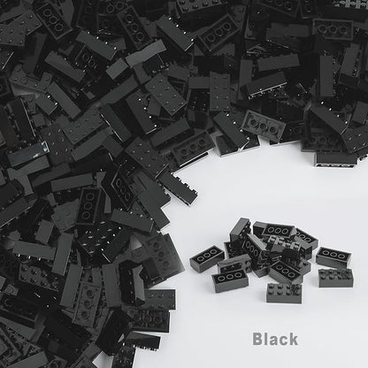 500 Piece Classic Building Bricks and 1 Gray Baseplate 2x4 Bricks Bulk Creative Building Toys Blocks Bulk for Kids Ages 6+ Black(Small Bricks 1.25x0.62x0.47 in)