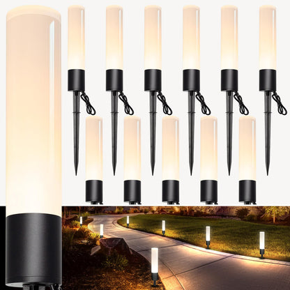 ALYFC 12 Pack Low Voltage Landscape Lighting Pathway Lights, 6W 300LM Landscape Lights 3000K Warm, IP65 Waterproof, Aluminum Outdoor Landscape Path Lights Wired for Walkway Yard Garden