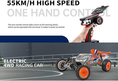 GoolRC WLtoys 124010 RC Cars for Adults 1:12 Scale Remote Control Car 4WD 55KM/H High Speed RC Racing Car 2.4GHz All Terrains Off Road RC Buggy Trucks with 2 Batteries (Black)