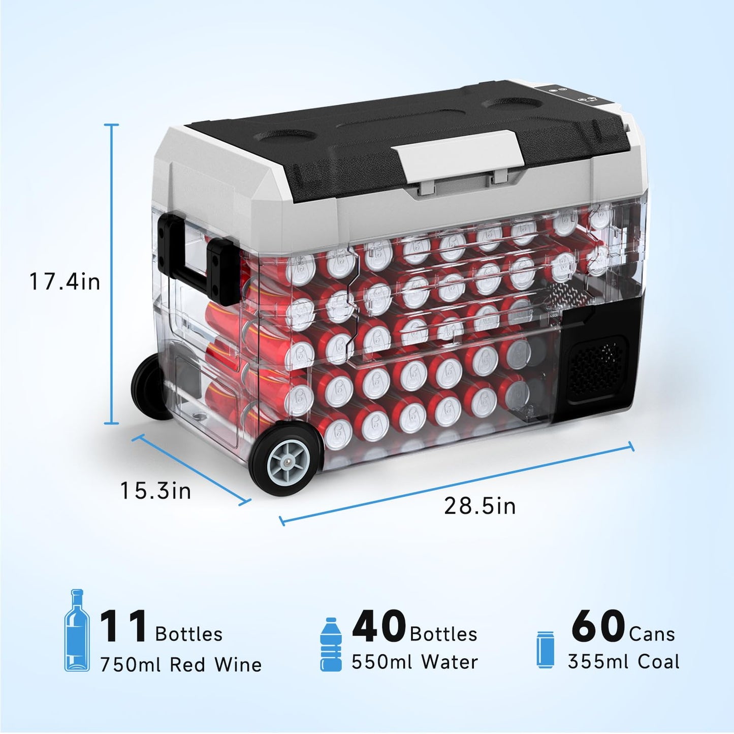 SubSun12V Cooler Car Fridge, 48QT -4℉~68℉ Fast Cooling Car Refrigerator, Portable Freezer with 12/24V DC and 110-220V AC, Electric Cooler for Camping, Road Trip and Boat
