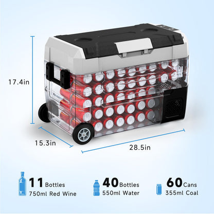SubSun12V Cooler Car Fridge, 48QT -4℉~68℉ Fast Cooling Car Refrigerator, Portable Freezer with 12/24V DC and 110-220V AC, Electric Cooler for Camping, Road Trip and Boat