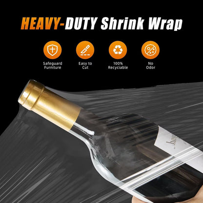 Stretch Film Shrink Wrap - Industrial Strength 15 Inch x 1000ft | 2 Pack Clear Plastic Wrap for Moving & Storage