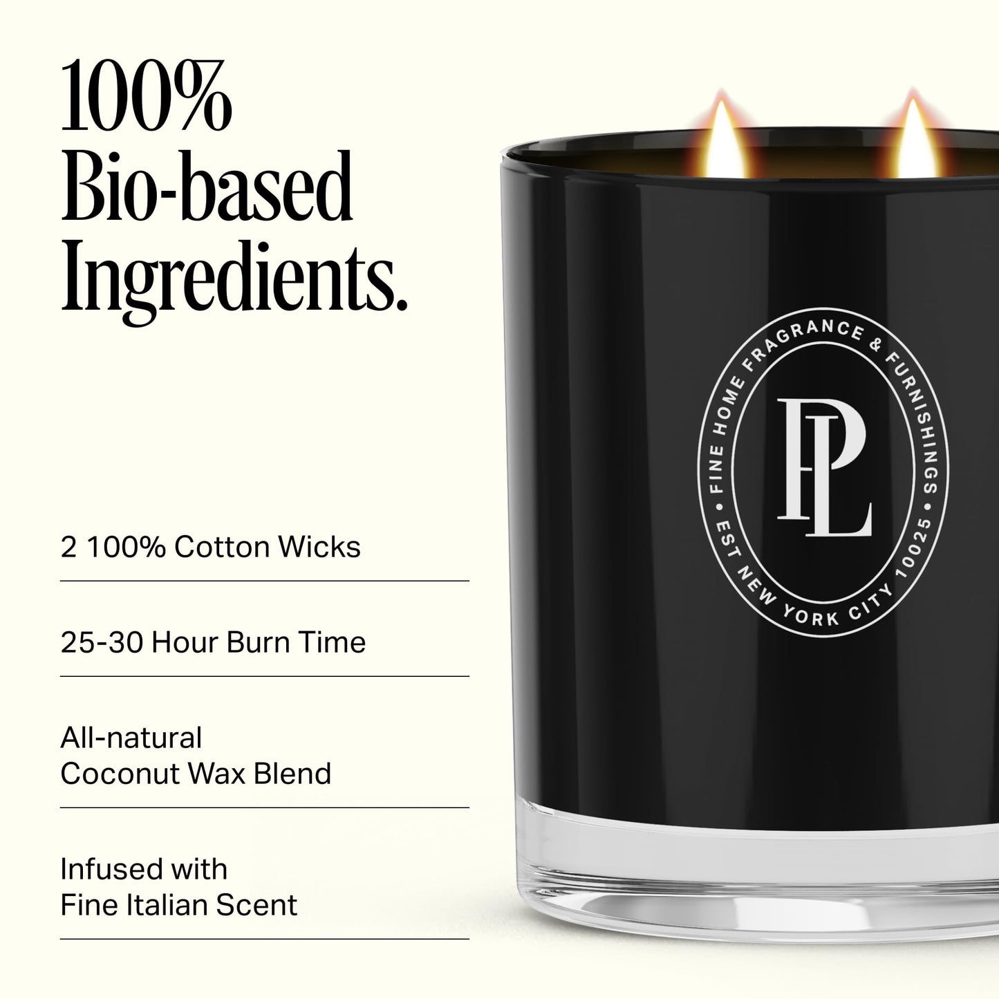 Preston Lane Luxury 2-Wick Scented Candle, Highrise, 7.5 oz Hand-Poured in USA | Long Burn Time (20-30 Hrs), Vegan Soy Wax Blend, Decorative Glass Vessel, Fine Italian Fragrance