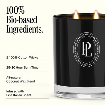 Preston Lane Luxury 2-Wick Scented Candle, Highrise, 7.5 oz Hand-Poured in USA | Long Burn Time (20-30 Hrs), Vegan Soy Wax Blend, Decorative Glass Vessel, Fine Italian Fragrance