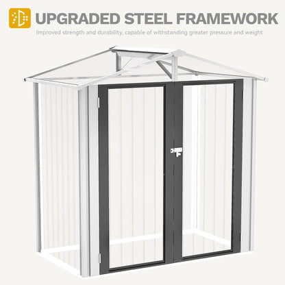 DWVO 6x4ft Outdoor Storage Shed, Lockable Metal Tool Storage Sheds, Waterproof Garden Sheds with Vents for Backyard, Patio, Garage, Lawn, White