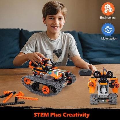Building Toys STEM Robot Kit for Kids Ages 8-12 Remote Control Erector Sets Engineering Robotics Kits Educational Birthday Gift for Boys &amp Girls 5-7 9 10 11 13 14+ Year Old