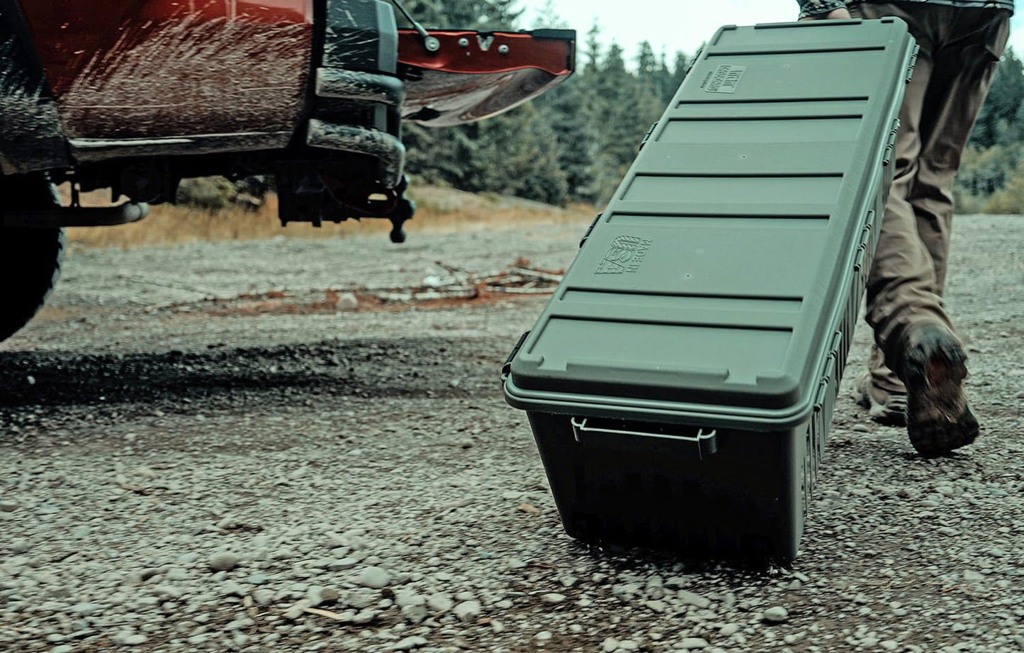 MTM MGC - The Mule Mobile Gear Crate, Storage for Hunting & Outdoor Gear, Shooting Supplies, Camping Accessories, Water-Resistant, Stackable, 81 Qts Capacity, 43.5”x14.7”x11.5”, USA Made, Army Green