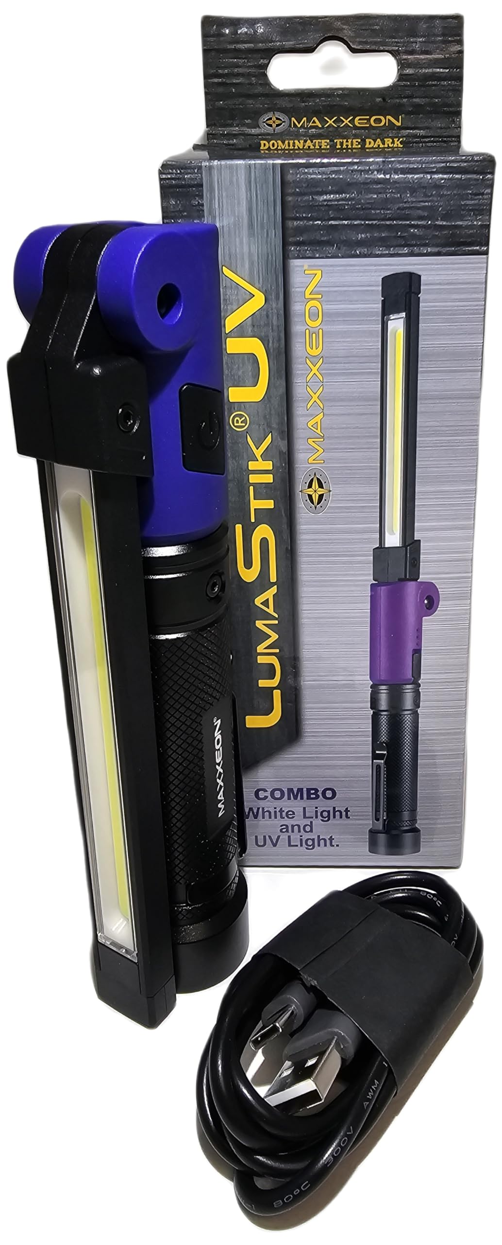 MAXXEON MXN01024 WorkStar LumaStik Combo Ulta-Violet (UV) and White Beam Inspection Light, 800 Lumen