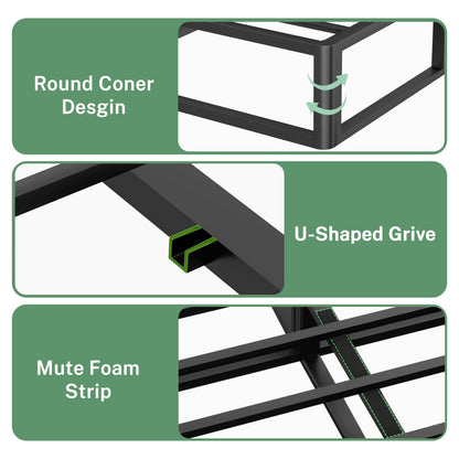 VIPSHOW 5 Inch Full Metal Bed Frame Round Corner Low Platform Bed Frames 3000 LBS Heavy Duty Steel Slats Support Mattress Foundation No Box Spring Needed, Noise Free, Easy Assembly, Black