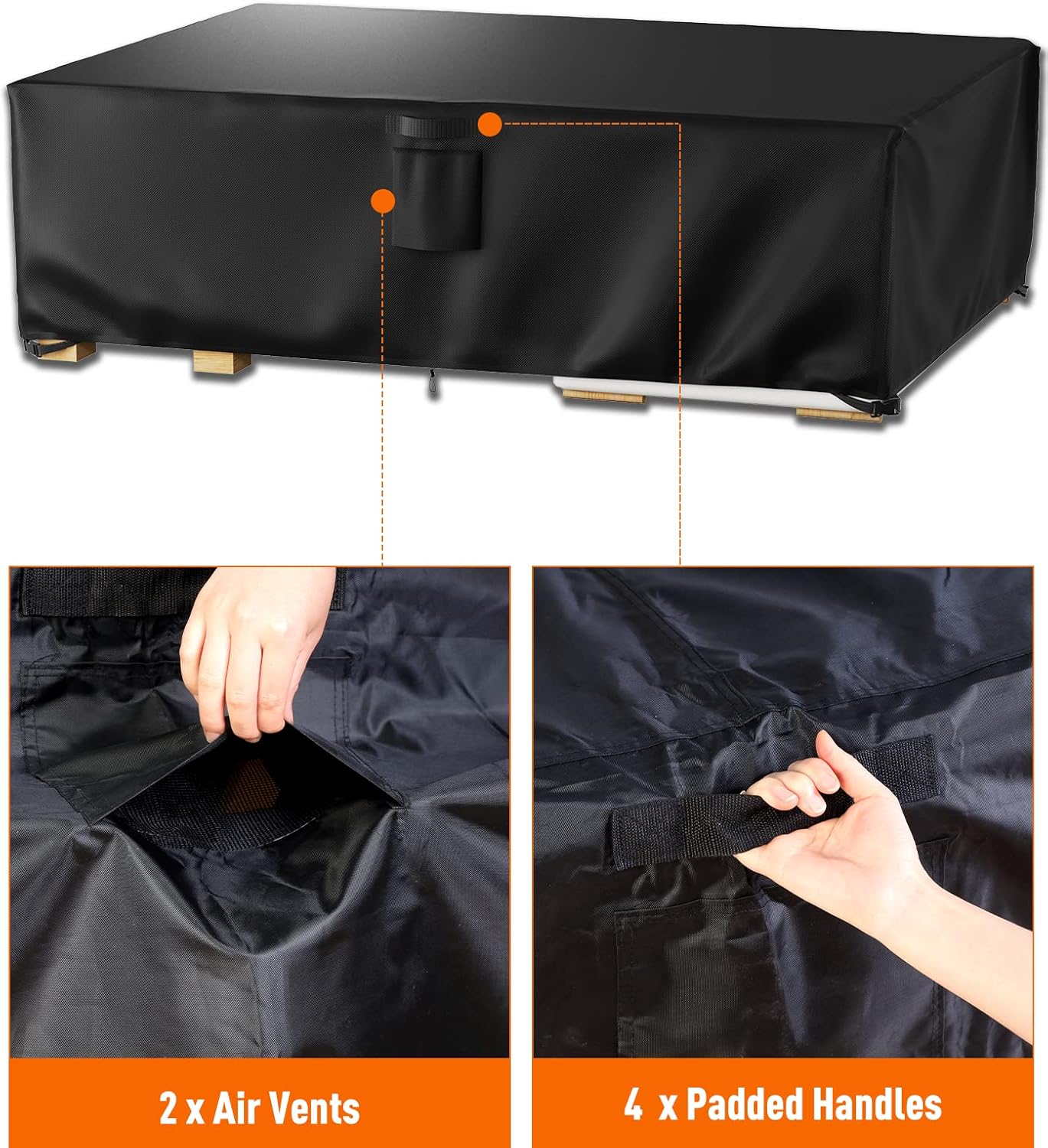 Ruimoy Outdoor Furniture Covers - Waterproof Heavy Duty 600D Protection for Tables & Chairs | 102" L x 74" W x 27.5" H