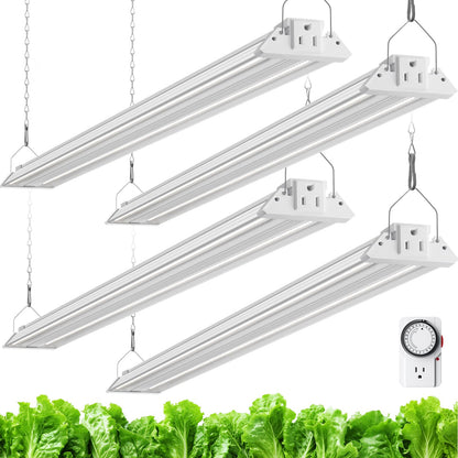 Barrina TX72 Grow Lights for Seed Starting, 288W, 5000K Full Spectrum, 4FT, Aluminium with Timer, 4 Packs