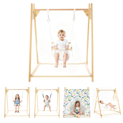 Yrthe Voitom 5-in-1 Baby and Toddler Foldable Swing Set with Stand, Classic Swing, Swing-Seat, Baby Jumper, Hammock, Play Tent