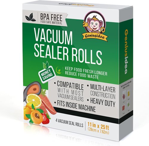 Food Saver Vacuum Sealer Bags - 4 Pack 11" x 25' Rolls | Commercial Grade, Microwave & Freezer Safe