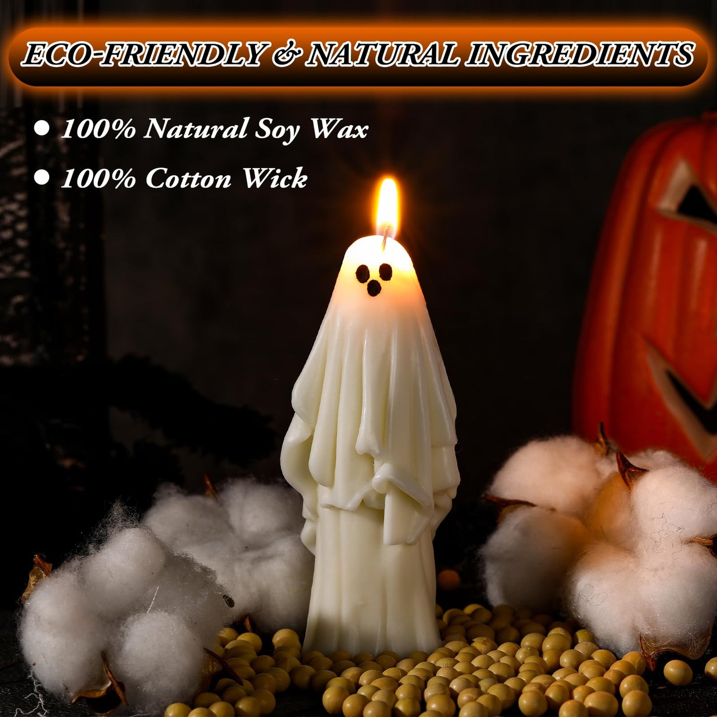 Nuanchu 3 Pcs Halloween Ghost Decor Ghost Candles Gothic Decoration Indoor Gift for Mantel Halloween Table Centerpiece Cute Goth Taper Candle Spooky Tabletop Novelty Party Favor Basket Stuffer