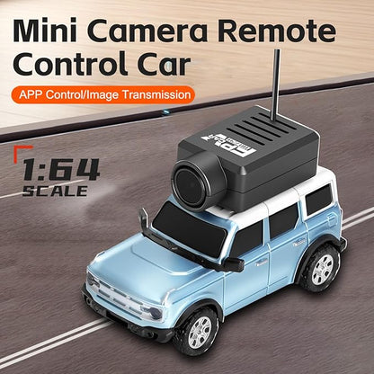 WLtoys 1:64 Mini RC Cars 2.4G FPV Remote Control Toy Car with 720P HD Camera Gyro LED Ambient Light APP Controlled Drifting Car for Adults (Blue)