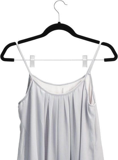 Zober Velvet Hangers - 20 Pack Metal Clip Hangers for Pants, Skirts & Dresses with 360° Hook