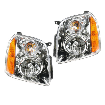 TRQ 2 Piece Headlight Assembly Set Halogen Driver and Passenger Side Compatible with GMC Yukon Yukon XL 1500 2007-2014 XL 2500 2007-2013 Hybrid 2010-2013 GM2502264 GM2503264