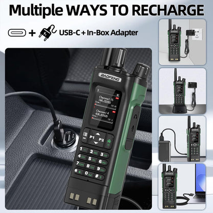 BAOFENG DM32 Ham Radio Handheld DM-32UV Walkie Talkies Long Range with NOAA Emergency Weather | 10W Rechargeable (4PCS Batteries) DM-32 DMR Radio with GPS,USB-C Charging for Survival Gear Hunting