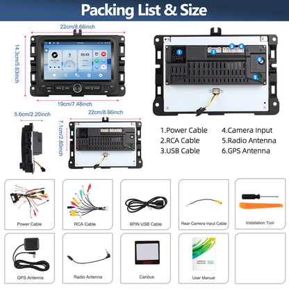 CAMECHO 4+64G Car Radio Stereo for Jeep Renegade 2015-2020 / Jeep Compass 2017-2020 (for Small Display), 7" IPS Touch Screen Head Unit with Android 15 CarPlay Android Auto GPS Bluetooth Type-C