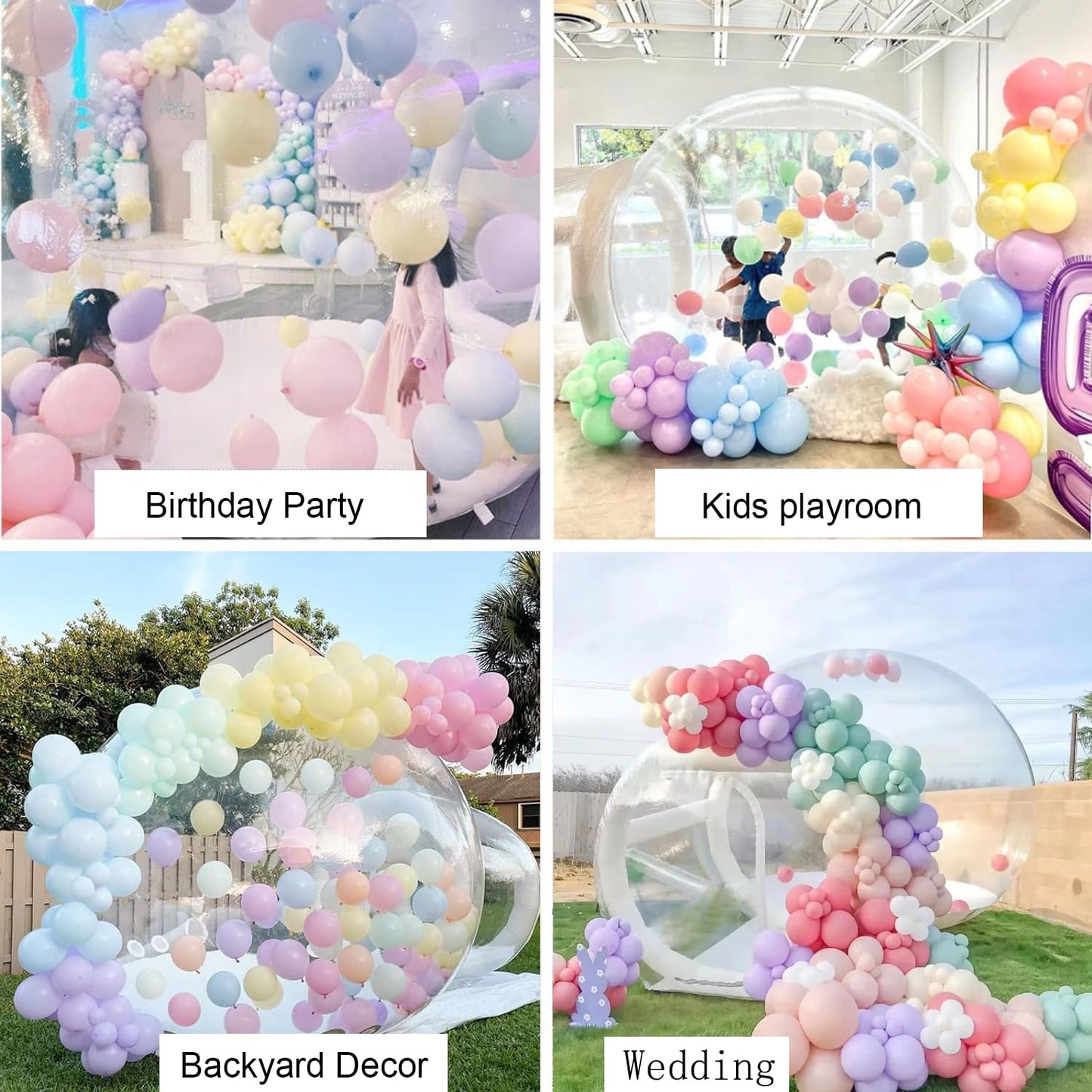 10FT Inflatable Bubble House Dome for Kids, Clear PVC Bubble Tent with Tunnel, Bubble Balloon House with 750W Air Blower, 600W Air Pump with 50pcs Balloons Inflatable Dome for Party