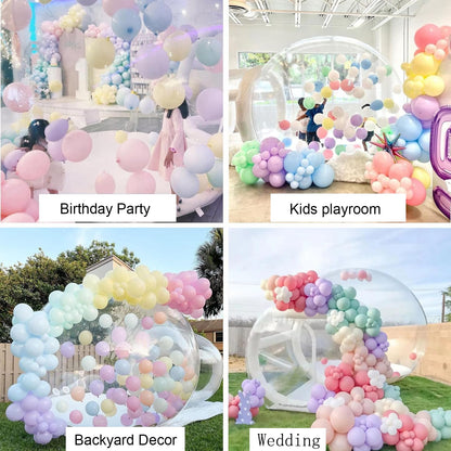 10FT Inflatable Bubble House Dome for Kids, Clear PVC Bubble Tent with Tunnel, Bubble Balloon House with 750W Air Blower, 600W Air Pump with 50pcs Balloons Inflatable Dome for Party