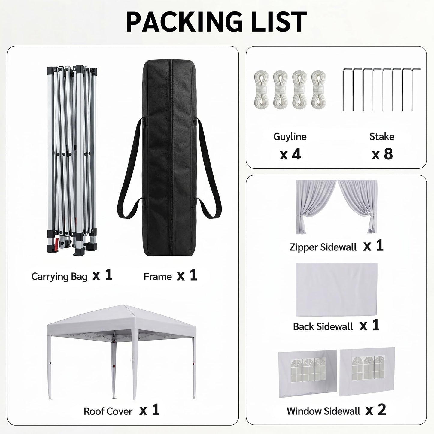KIGOTY 10x10 FT Portable Pop Up Canopy Tent, Adjustable Height Instant Gazebo with Sidewalls, One-Push Setup Outdoor Canopy for Camping, Parties, Vendor Events (White, 3m × 3m)