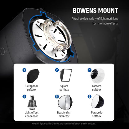 NEEWER 800Ws Studio Monolight Flash Light Kit (2 Pack), S101-400W 5600K Strobe Light with 150W Modeling Lamp/Bowens Mount/Softbox/Stand/Reflector/RT-16 Trigger/Bag for Portrait Product Photography
